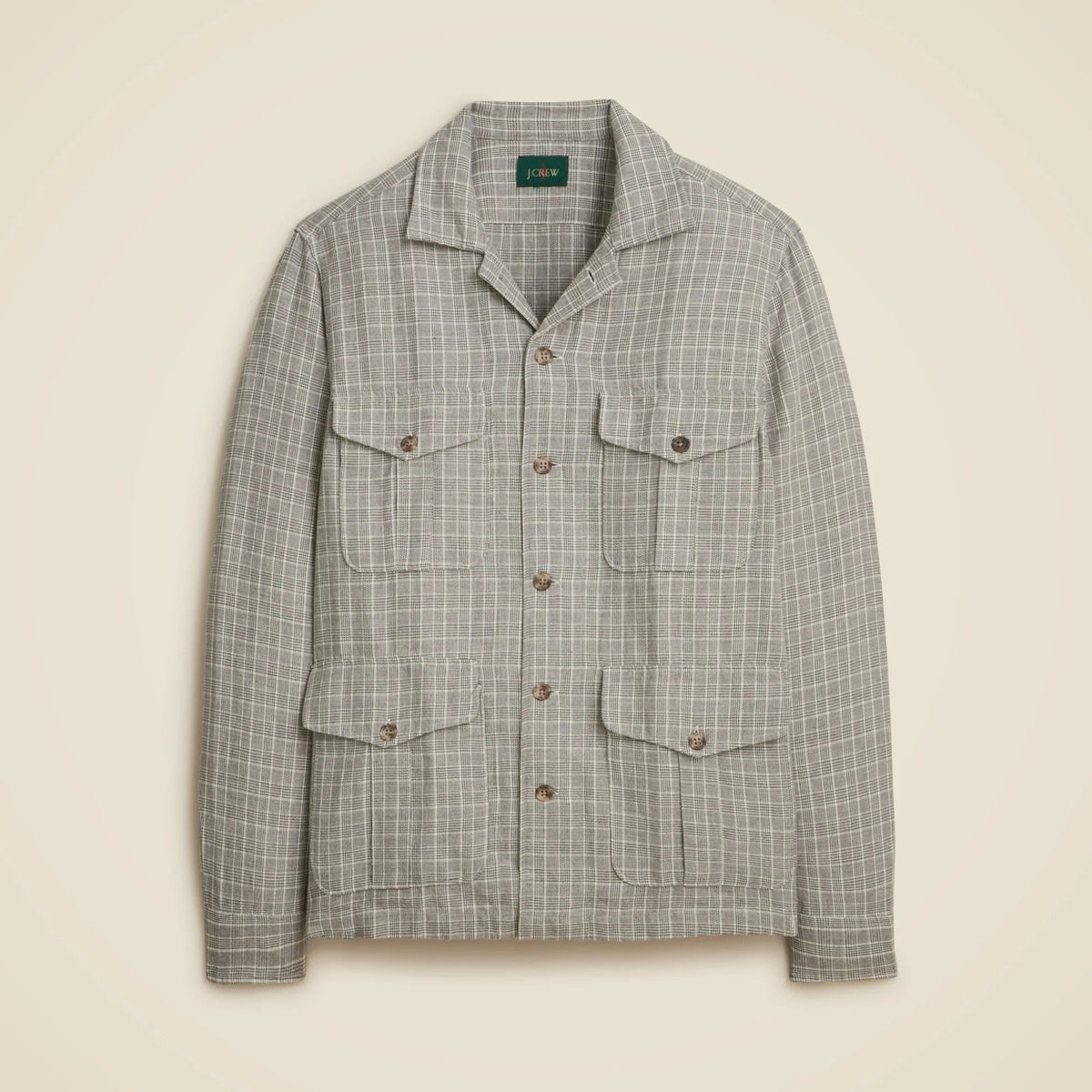 Linen-cotton blend twill shirt-jacket