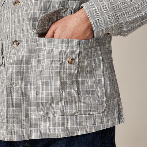 Linen-cotton blend twill shirt-jacket