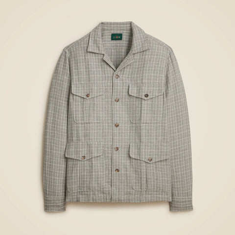 Linen-cotton blend twill shirt-jacket
