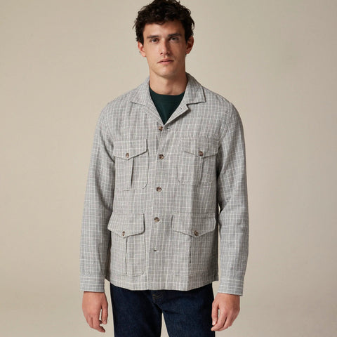 Linen-cotton blend twill shirt-jacket