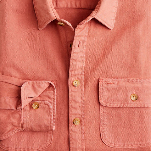 Garment-dyed twill overshirt