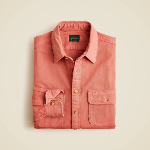 Garment-dyed twill overshirt