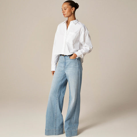 Étienne cropped button-up shirt in cotton poplin