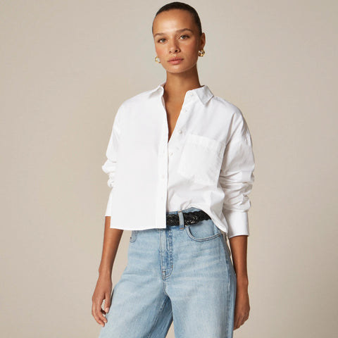 Étienne cropped button-up shirt in cotton poplin