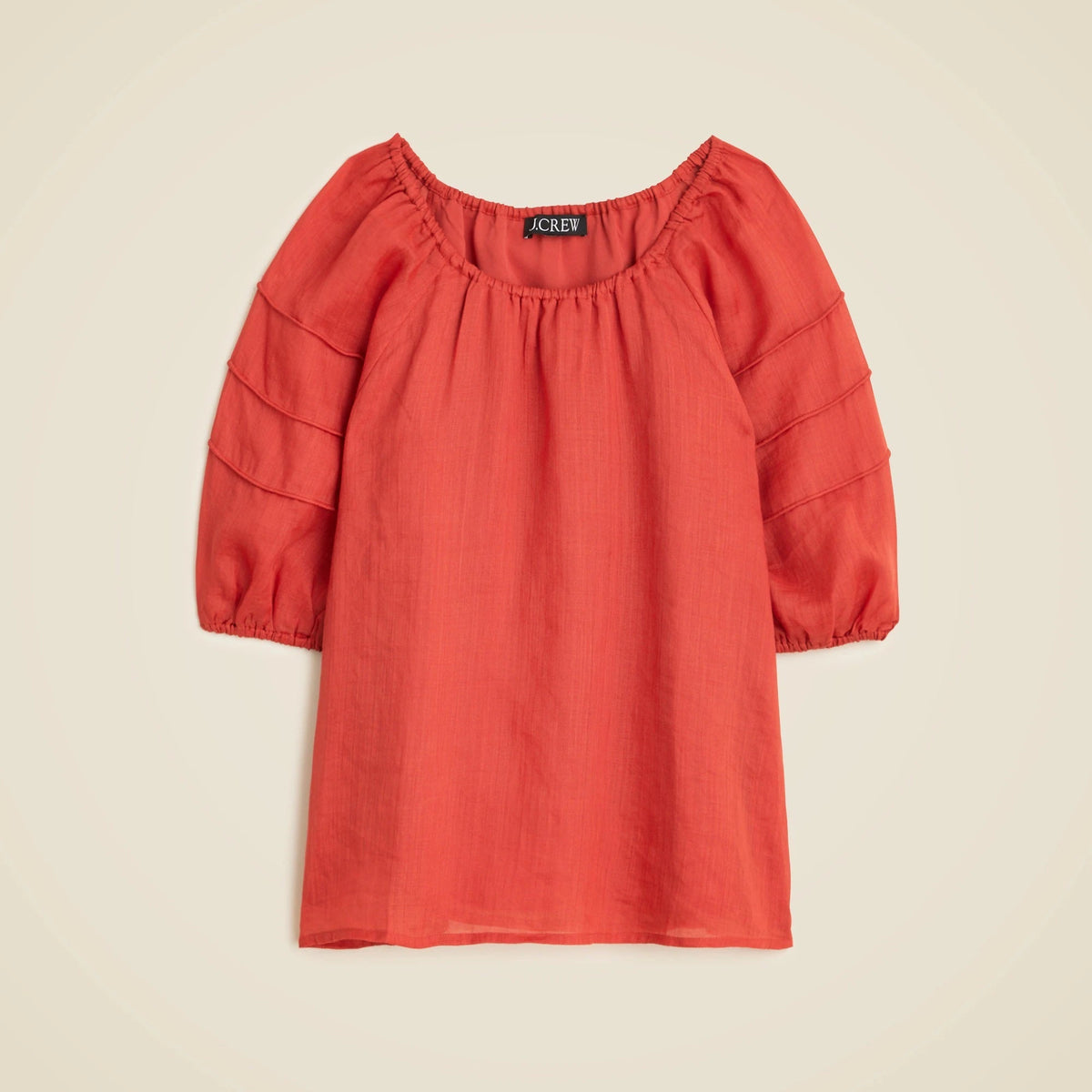 Puff-sleeve top in ramie