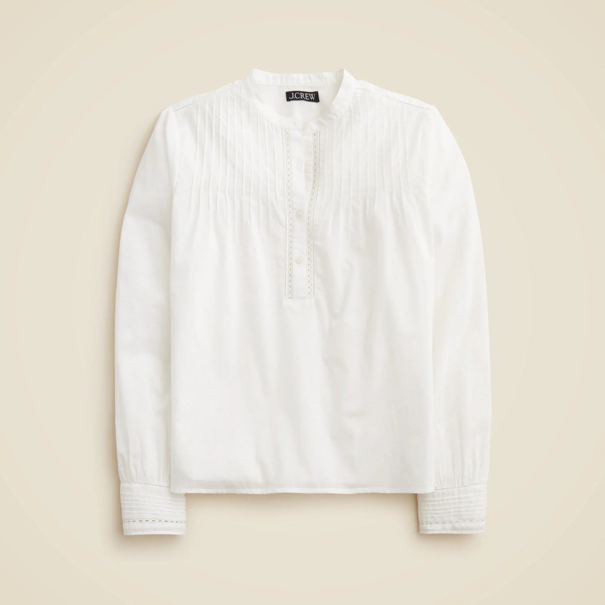 Pintuck lace-trim top in cotton voile