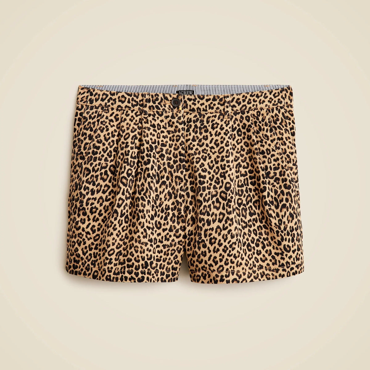 3" pleated heritage chino short in leopard