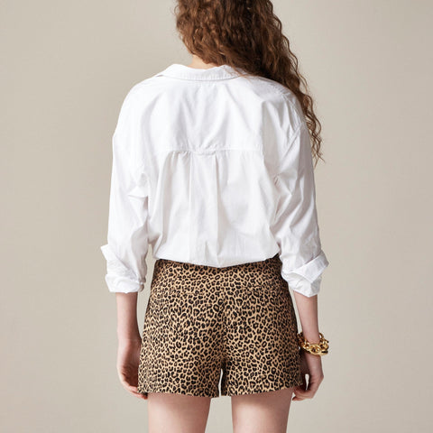3" pleated heritage chino short in leopard