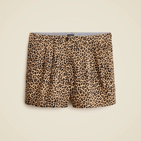 3" pleated heritage chino short in leopard