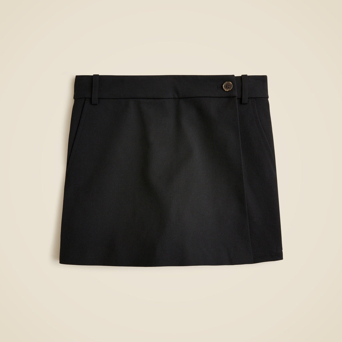 Wrap-front skort in bi-stretch cotton blend