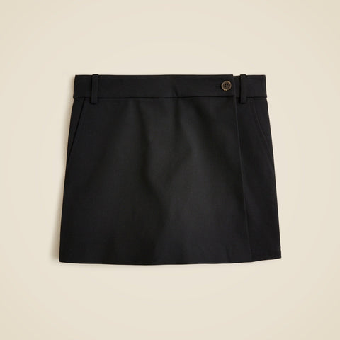 Wrap-front skort in bi-stretch cotton blend