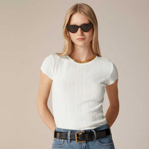 Pointelle short-sleeve T-shirt