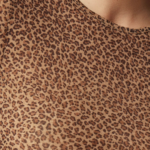 Sheer long-sleeve top in leopard print