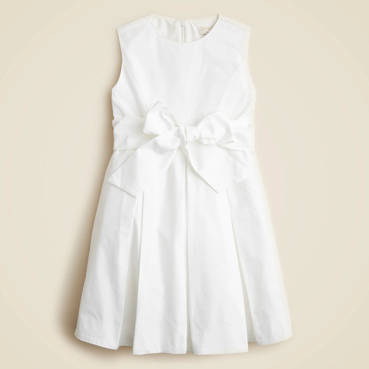Girls' pleated bow dress in taffeta