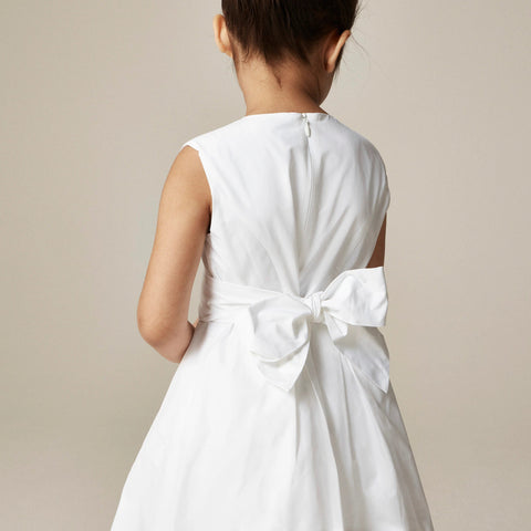 Girls' pleated bow dress in taffeta