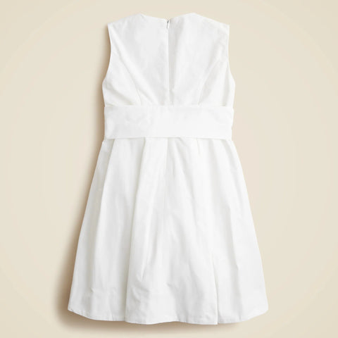Girls' pleated bow dress in taffeta