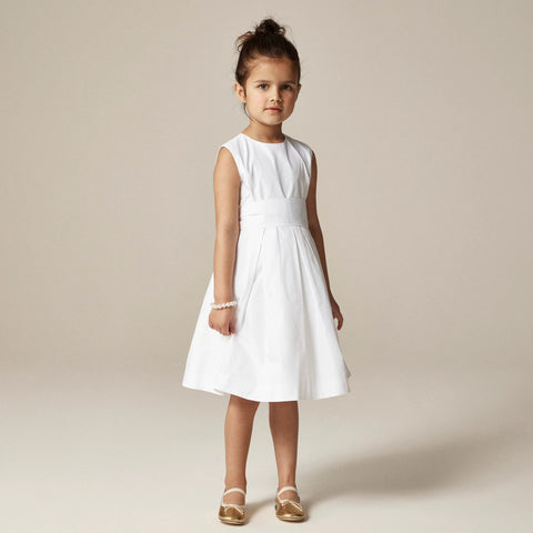 Girls' pleated bow dress in taffeta