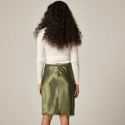 Gwen knee-length slip skirt in viscose charmeuse