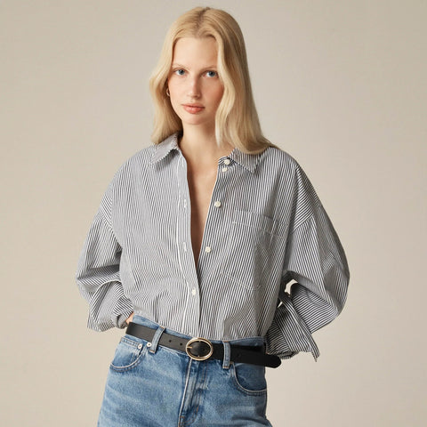 Petite Étienne oversized shirt in striped cotton poplin