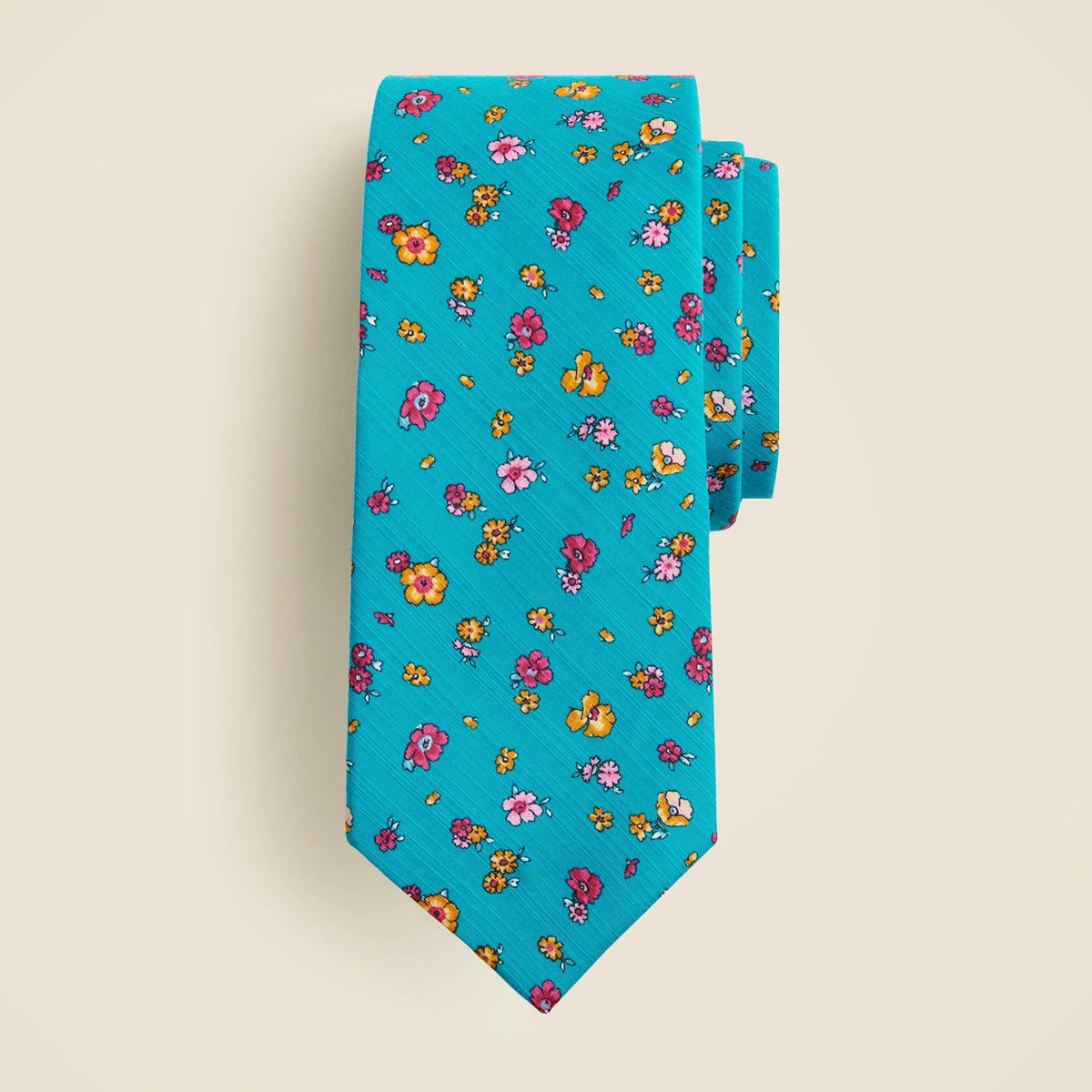 Italian slub silk floral tie
