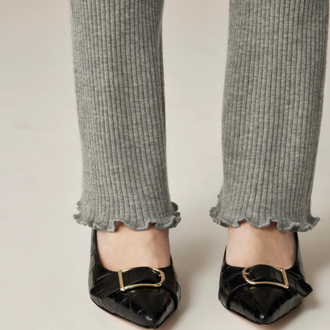 Spring Street ribbed featherweight cashmere flare pant