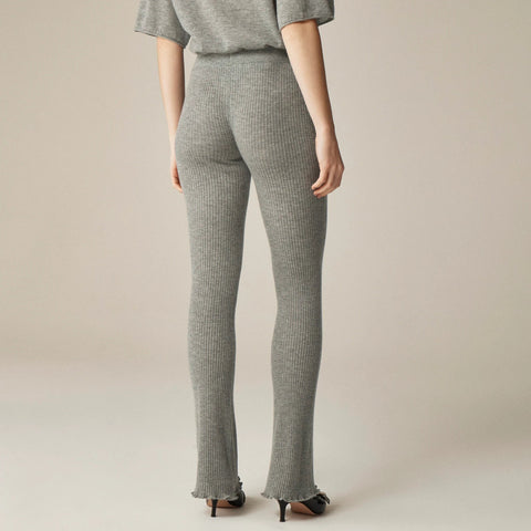 Spring Street ribbed featherweight cashmere flare pant
