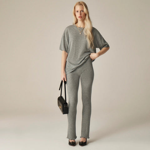 Spring Street ribbed featherweight cashmere flare pant