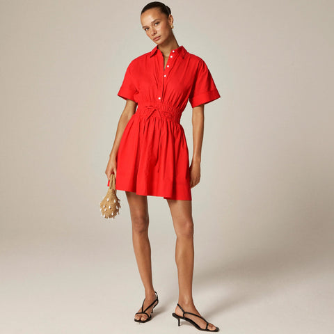 Tall Elena mini shirt-dress in cotton poplin