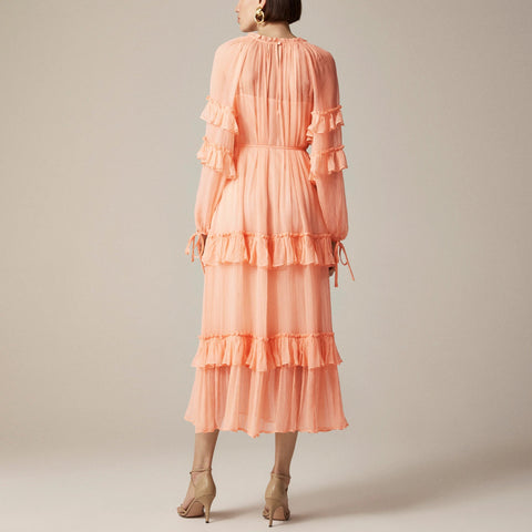 Tiered ruffle dress in chiffon