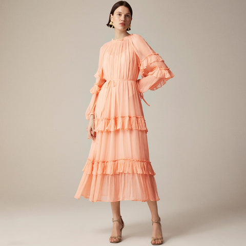 Tiered ruffle dress in chiffon