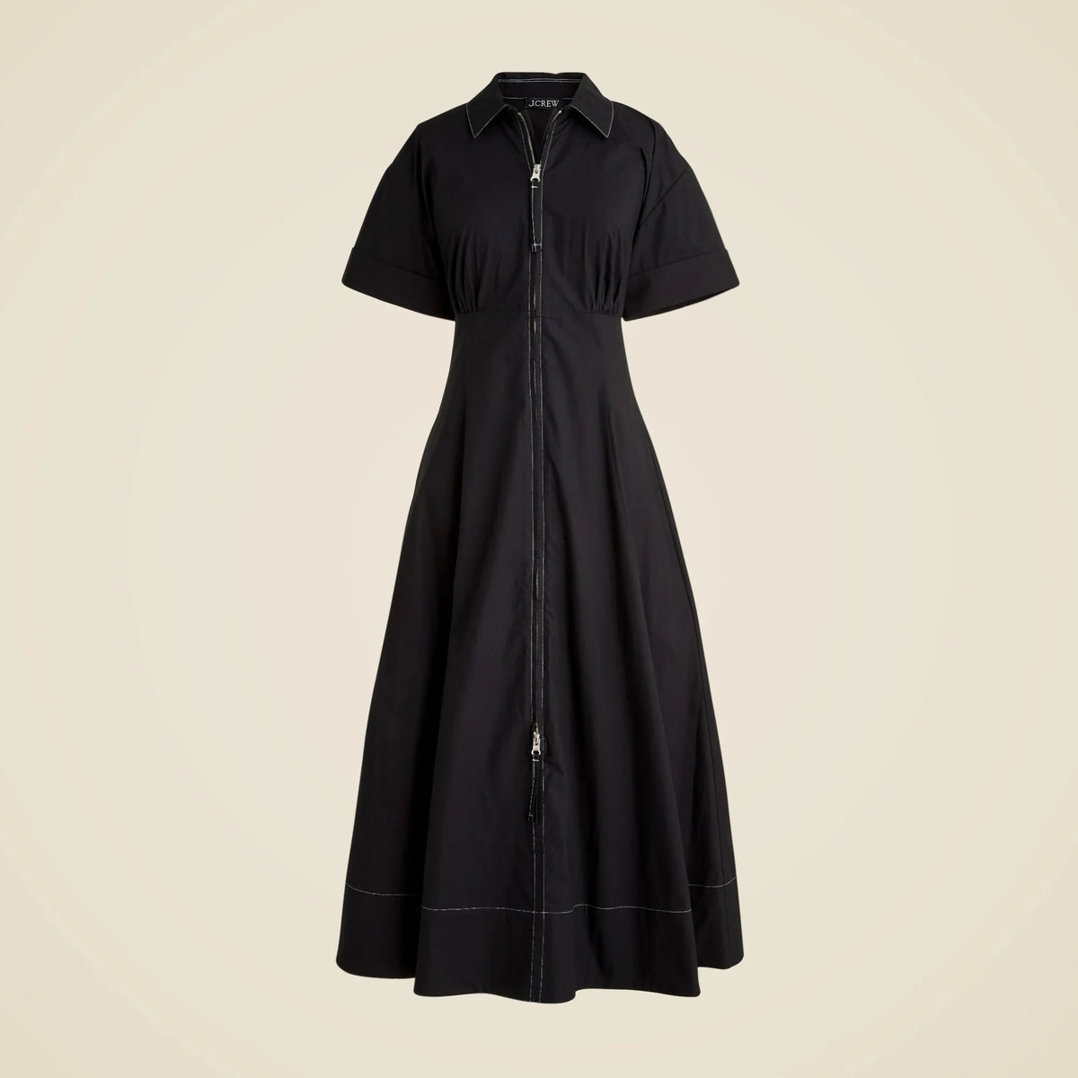 Zip-up shirt-dress in cotton poplin