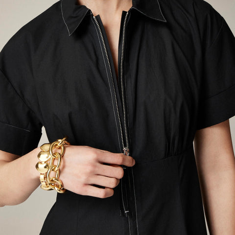 Zip-up shirt-dress in cotton poplin