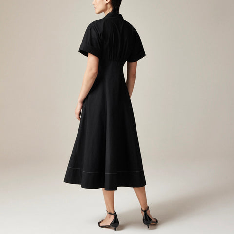 Zip-up shirt-dress in cotton poplin