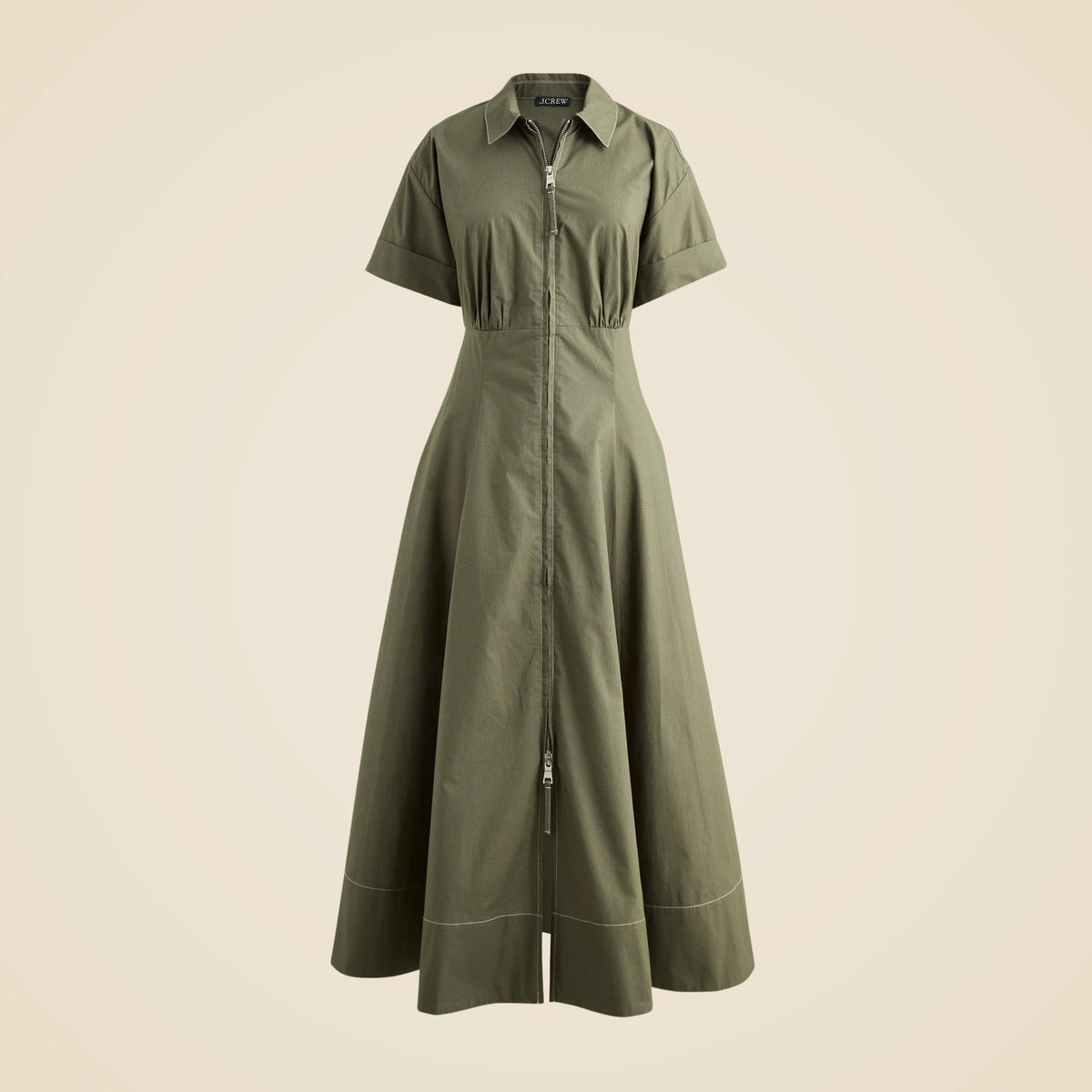 Zip-up shirt-dress in cotton poplin