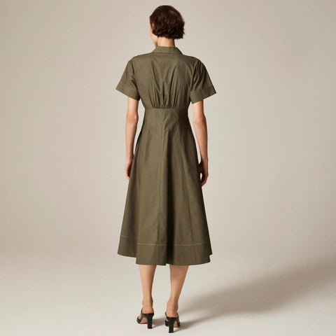 Zip-up shirt-dress in cotton poplin