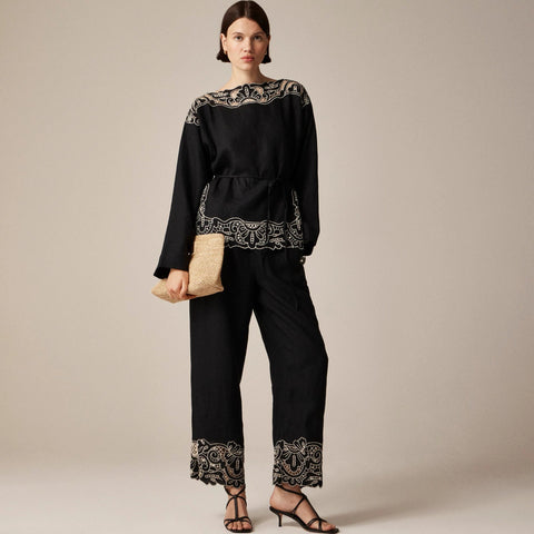 New Soleil pant in embroidered linen