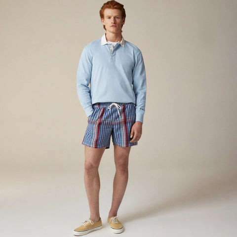 6" swim trunk in seersucker plaid