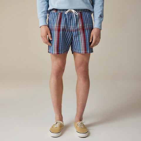 6" swim trunk in seersucker plaid