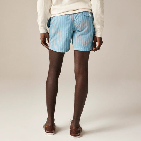 6" cotton-nylon blend dobby swim trunk in stripe