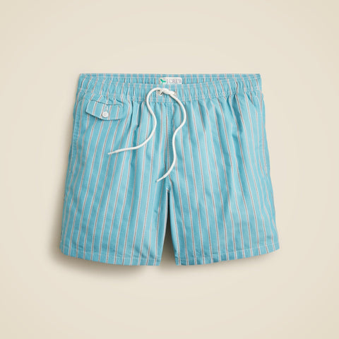 6" cotton-nylon blend dobby swim trunk in stripe