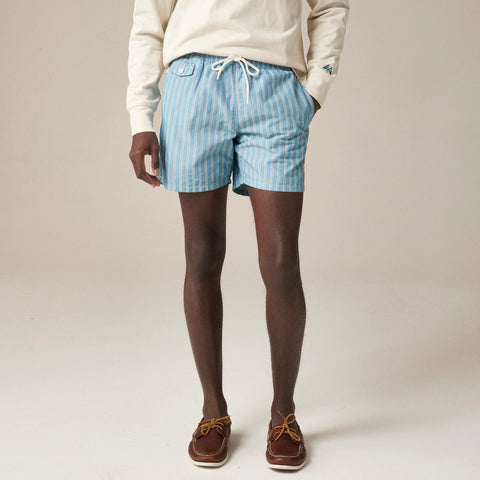 6" cotton-nylon blend dobby swim trunk in stripe