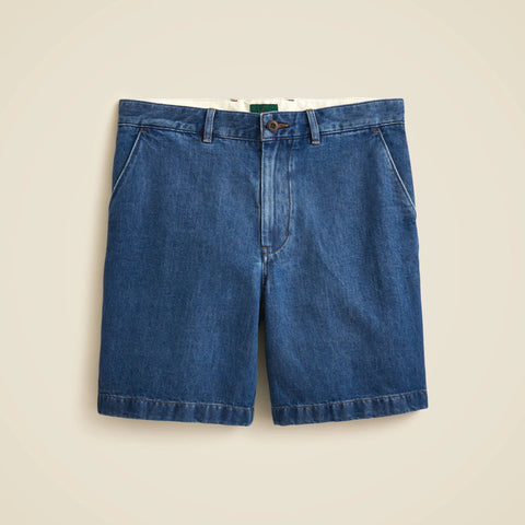 8" Relaxed cotton-linen blend denim short