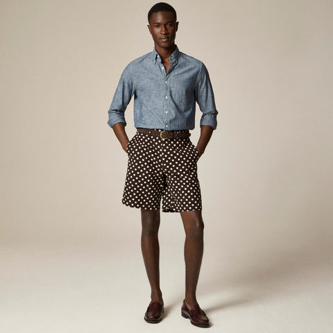 9" Relaxed chino short in polka dot