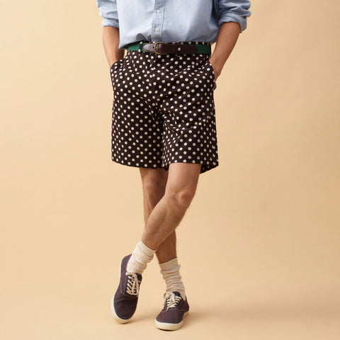 9" Relaxed chino short in polka dot