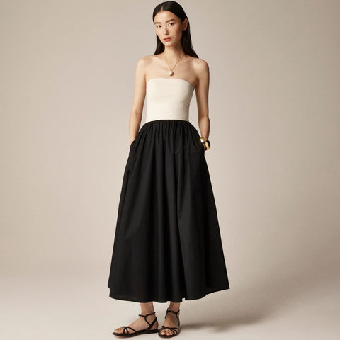 Strapless colorblock mixy dress