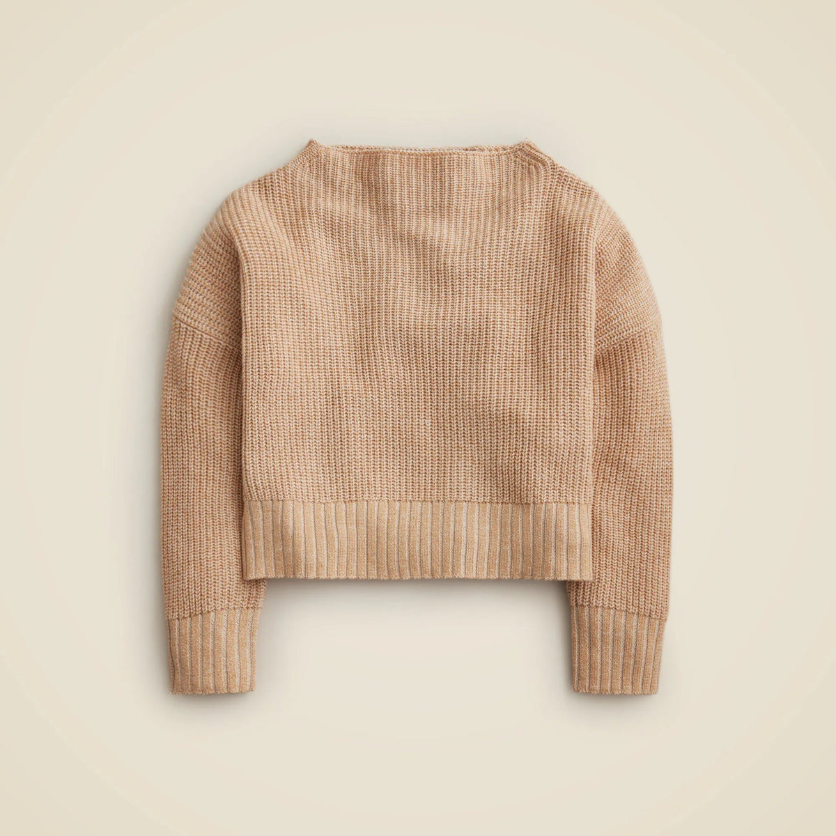 Ribbed funnelneck sweater in linen-cotton blend