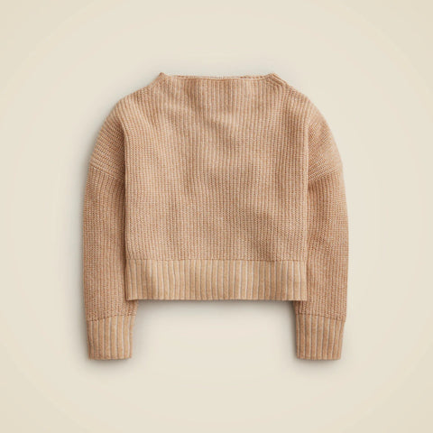 Ribbed funnelneck sweater in linen-cotton blend