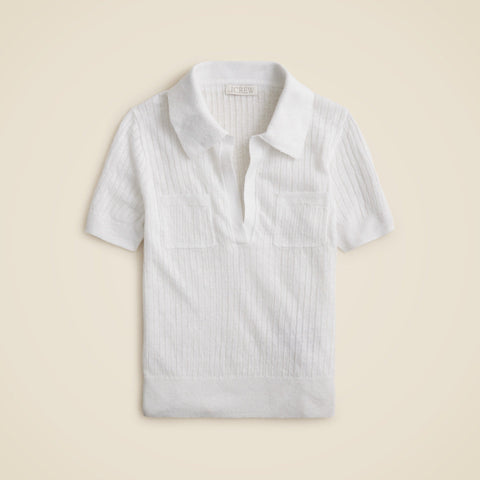 Short-sleeve polo shirt in linen