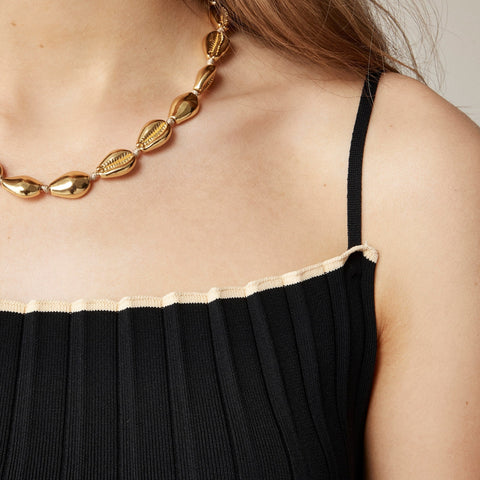 Squareneck pleated tank top