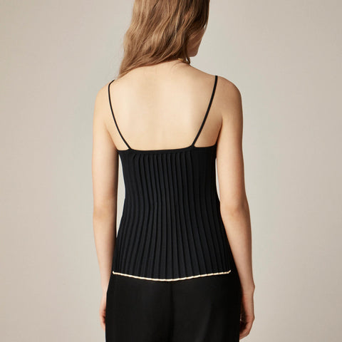 Squareneck pleated tank top